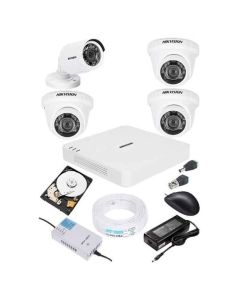 Hikvision Dome Camera 3 Pcs White HD CCTV Camera with Speed link Cable and Power Supply Surveillance Kit